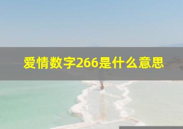 爱情数字266是什么意思