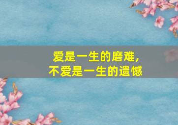 爱是一生的磨难,不爱是一生的遗憾