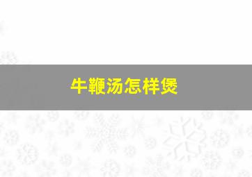 牛鞭汤怎样煲