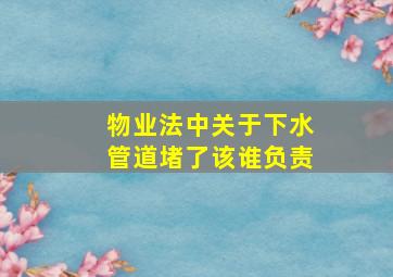 物业法中关于下水管道堵了该谁负责