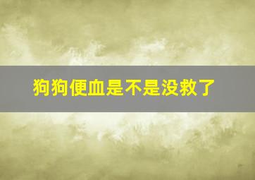 狗狗便血是不是没救了