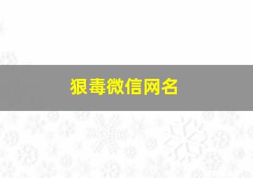 狠毒微信网名