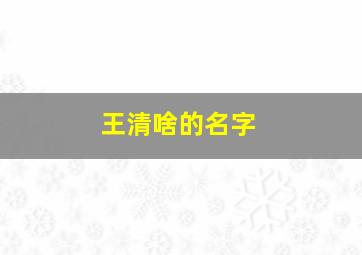 王清啥的名字