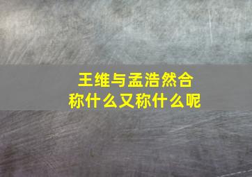 王维与孟浩然合称什么又称什么呢