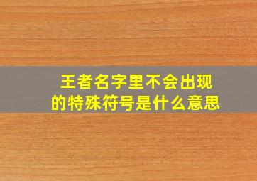 王者名字里不会出现的特殊符号是什么意思