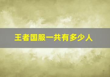 王者国服一共有多少人