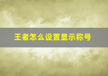 王者怎么设置显示称号