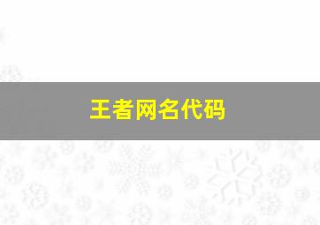 王者网名代码