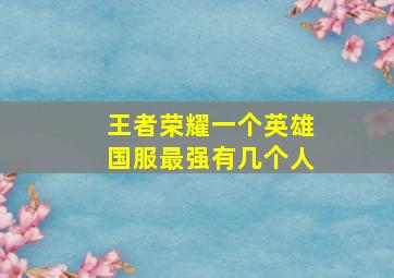 王者荣耀一个英雄国服最强有几个人