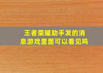 王者荣耀助手发的消息游戏里面可以看见吗