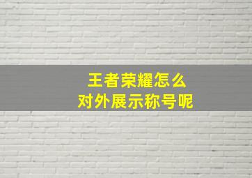 王者荣耀怎么对外展示称号呢