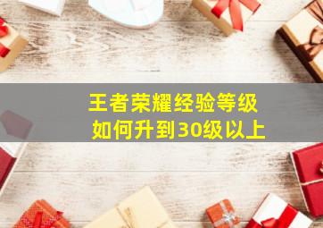 王者荣耀经验等级如何升到30级以上