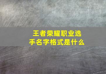 王者荣耀职业选手名字格式是什么