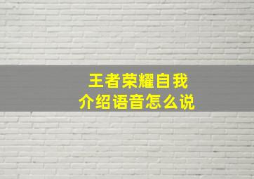 王者荣耀自我介绍语音怎么说