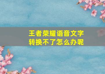 王者荣耀语音文字转换不了怎么办呢