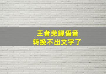 王者荣耀语音转换不出文字了