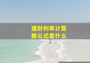 理财利率计算器公式是什么