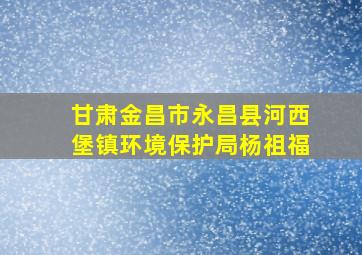 甘肃金昌市永昌县河西堡镇环境保护局杨祖福