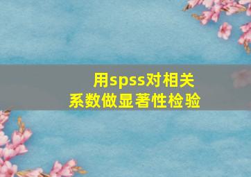 用spss对相关系数做显著性检验