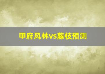 甲府风林vs藤枝预测