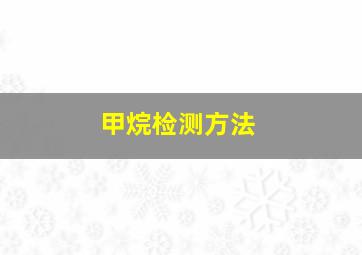 甲烷检测方法