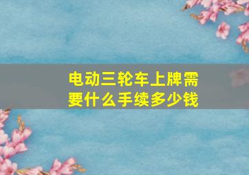 电动三轮车上牌需要什么手续多少钱