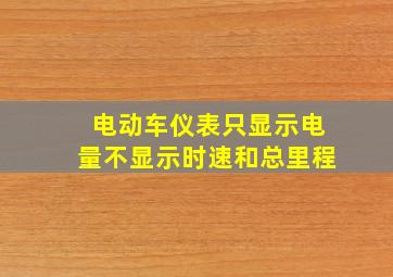 电动车仪表只显示电量不显示时速和总里程