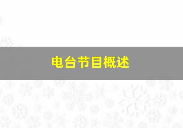 电台节目概述