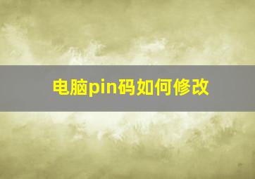 电脑pin码如何修改