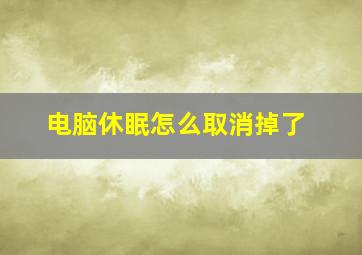 电脑休眠怎么取消掉了