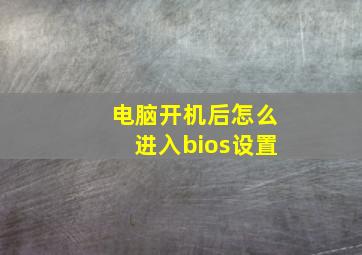 电脑开机后怎么进入bios设置