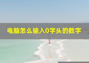 电脑怎么输入0字头的数字