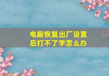 电脑恢复出厂设置后打不了字怎么办