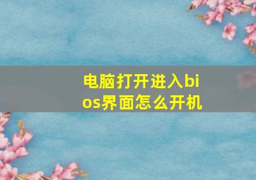 电脑打开进入bios界面怎么开机