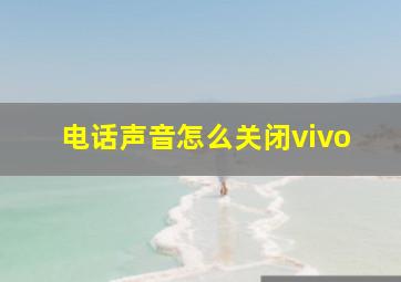 电话声音怎么关闭vivo