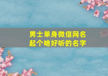 男士单身微信网名起个啥好听的名字