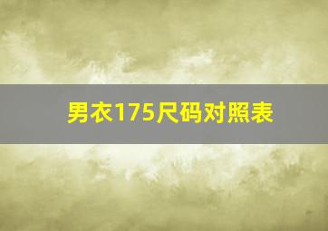 男衣175尺码对照表