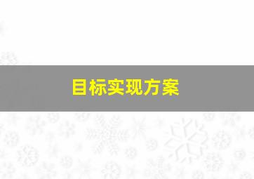 目标实现方案