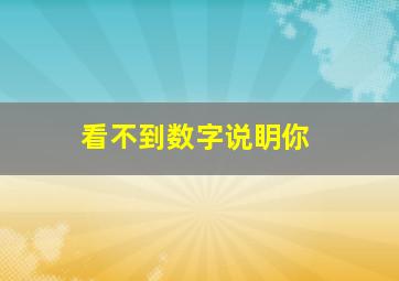 看不到数字说眀你