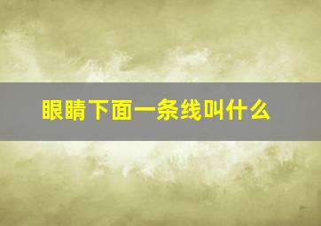 眼睛下面一条线叫什么