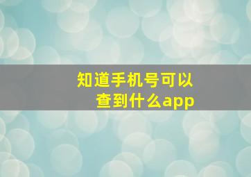 知道手机号可以查到什么app