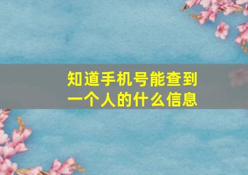 知道手机号能查到一个人的什么信息