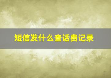 短信发什么查话费记录