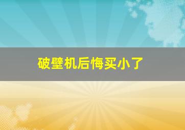 破壁机后悔买小了