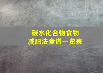 碳水化合物食物减肥法食谱一览表