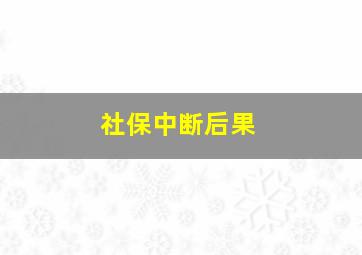 社保中断后果