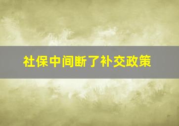 社保中间断了补交政策