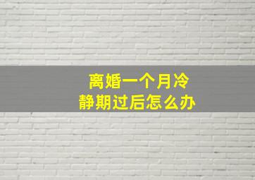 离婚一个月冷静期过后怎么办