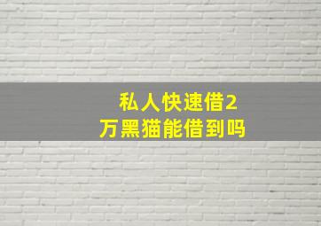 私人快速借2万黑猫能借到吗