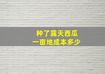 种了露天西瓜一亩地成本多少